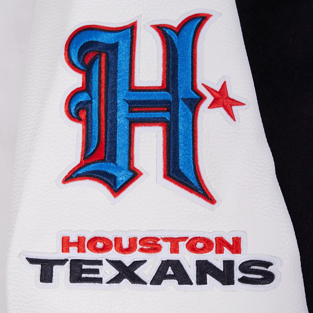 NFL HOUSTON TEXANS CLASSIC MEN'S WOOL VARSITY JACKET (BLACK/WHITE) - Image 5