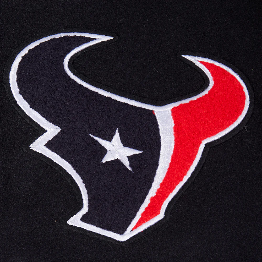 NFL HOUSTON TEXANS CLASSIC MEN'S WOOL VARSITY JACKET (BLACK/WHITE) - Image 8