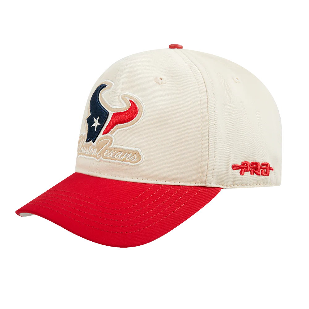 NFL HOUSTON TEXANS UNDER SCRIPT 2 TONE STRAPBACK (EGGSHELL/ RED) - Image 4