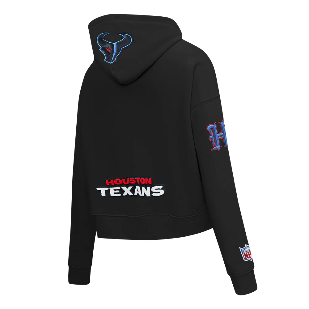 NFL HOUSTON TEXANS CJ STROUD #7 CLASSIC PNN WOMEN'S FLC CROPPED PO HOODIE (BLACK) - Image 4