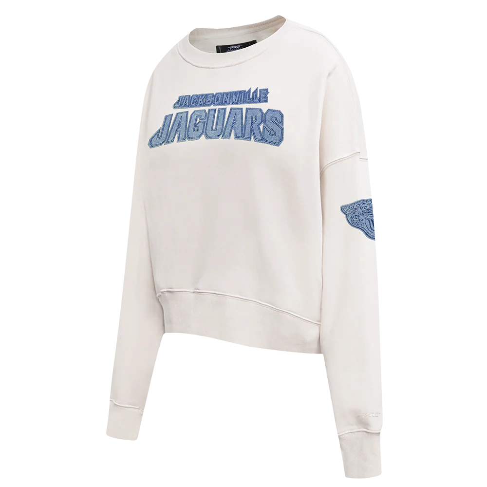NFL JACKSONVILLE JAGUARS VARSITY BLUES WOMEN'S FLC CREWNECK (LINEN) - Image 11