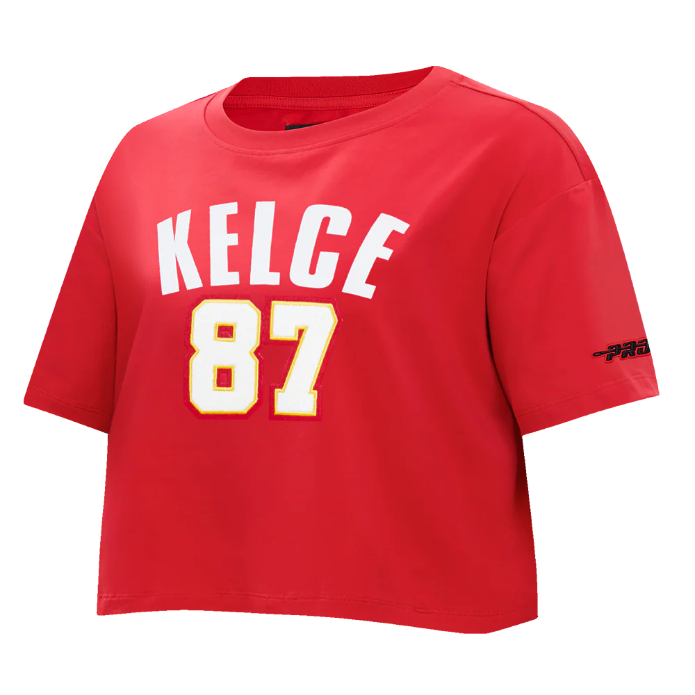 NFL KANSAS CITY CHIEFS TRAVIS KELCE #87 CLASSIC PNN WOMEN'S SJ BOXY TEE (Red) - Image 3