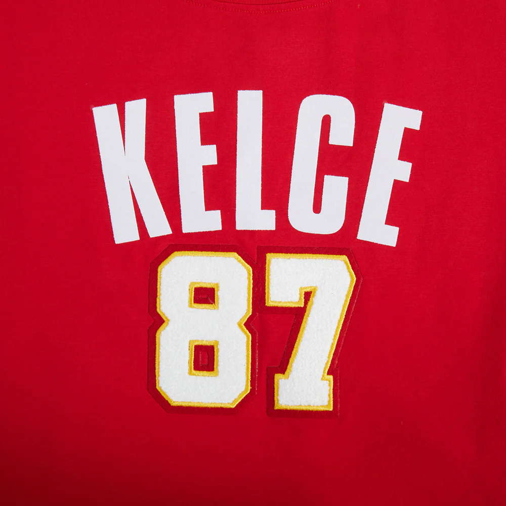 NFL KANSAS CITY CHIEFS TRAVIS KELCE #87 CLASSIC PNN WOMEN'S SJ BOXY TEE (Red) - Image 7