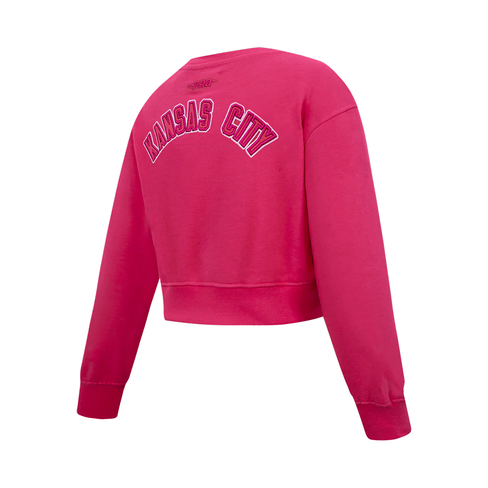 NFL KANSAS CITY CHIEFS CLASSIC TRIPLE PINK LITTLE GIRL'S FLEECE CREWNECK (BEETROOT PURPLE) - Image 4