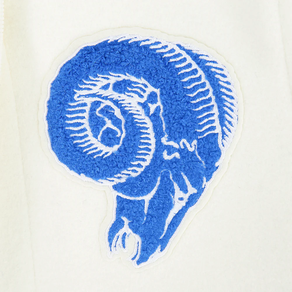 NFL LOS ANGELES RAMS RETRO CLASSICS LITTLE BOY'S RIB WOOL VARSITY JACKET (EGGSHELL/ROYAL BLUE) - Image 6