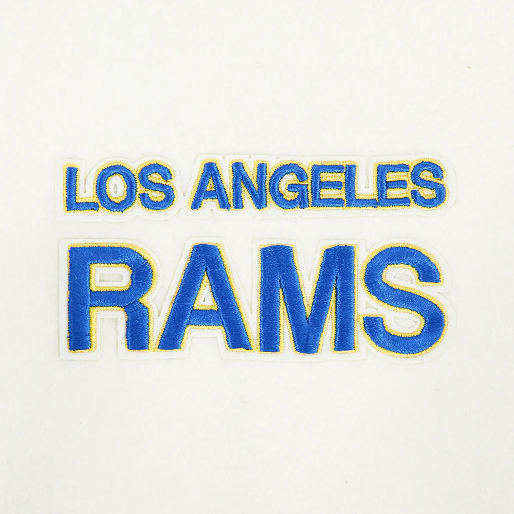 NFL LOS ANGELES RAMS RETRO CLASSICS LITTLE BOY'S RIB WOOL VARSITY JACKET (EGGSHELL/ROYAL BLUE) - Image 7