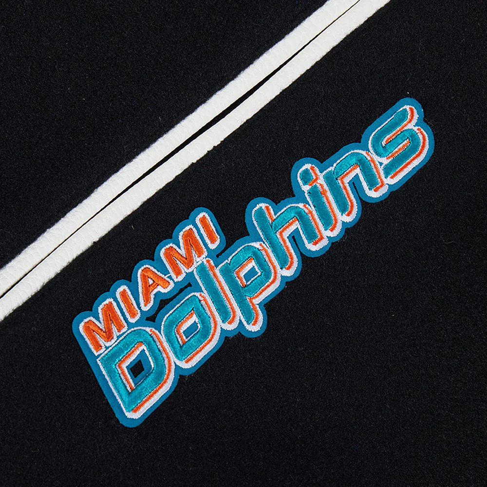 NFL MIAMI DOLPHINS CLASSIC WOOL MEN'S VARSITY JACKET (BLACK/WHITE) - Image 7