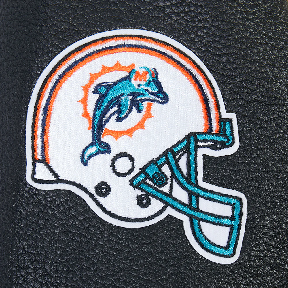 NFL MIAMI DOLPHINS RETRO CLASSICS BIG BOY'S RIB WOOL VARSITY JACKET (EGGSHELL/ BLACK) - Image 8