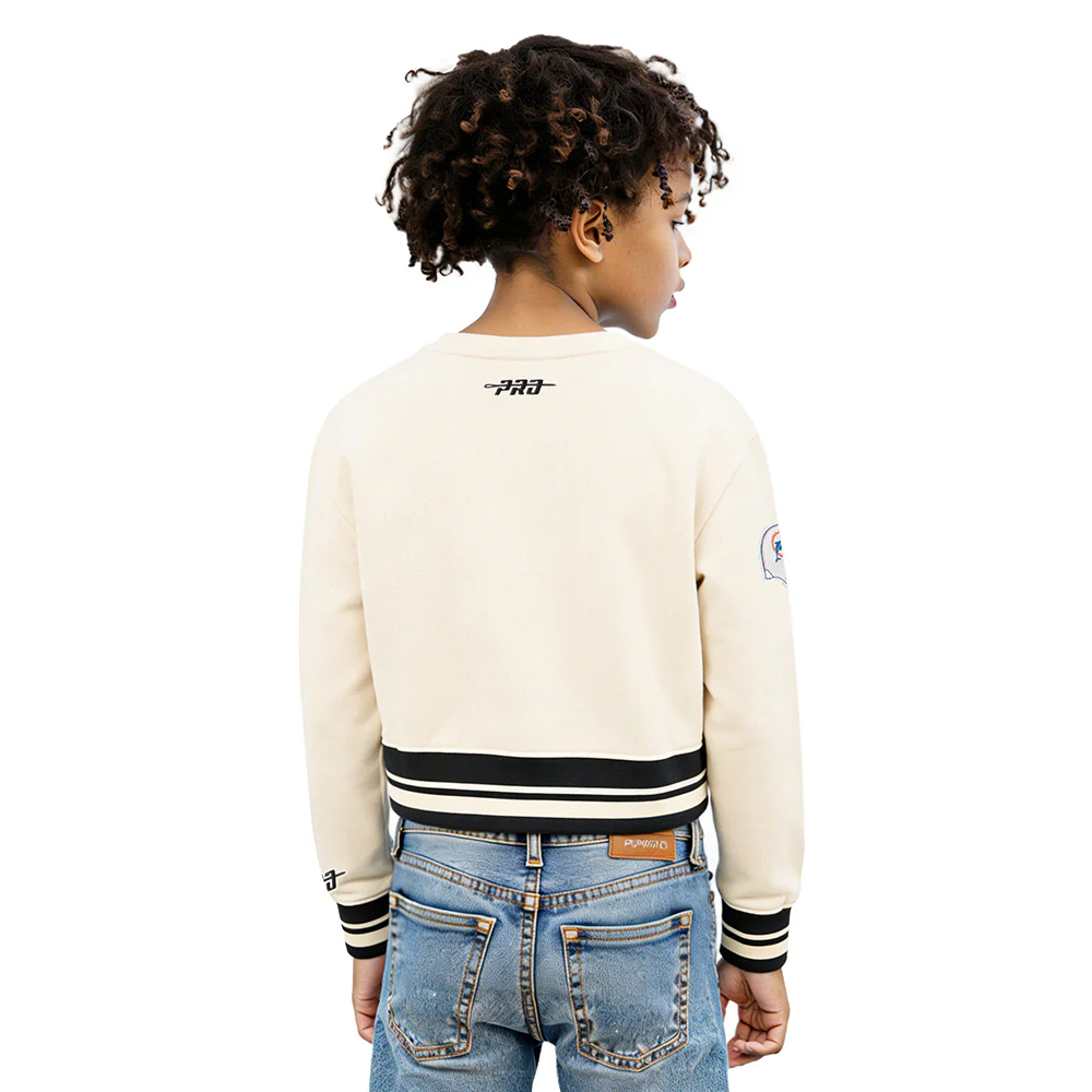 NFL MIAMI DOLPHINS RETRO CLASSICS BIG GIRL'S RIB FLEECE CREWNECK (EGGSHELL/ BLACK) - Image 2