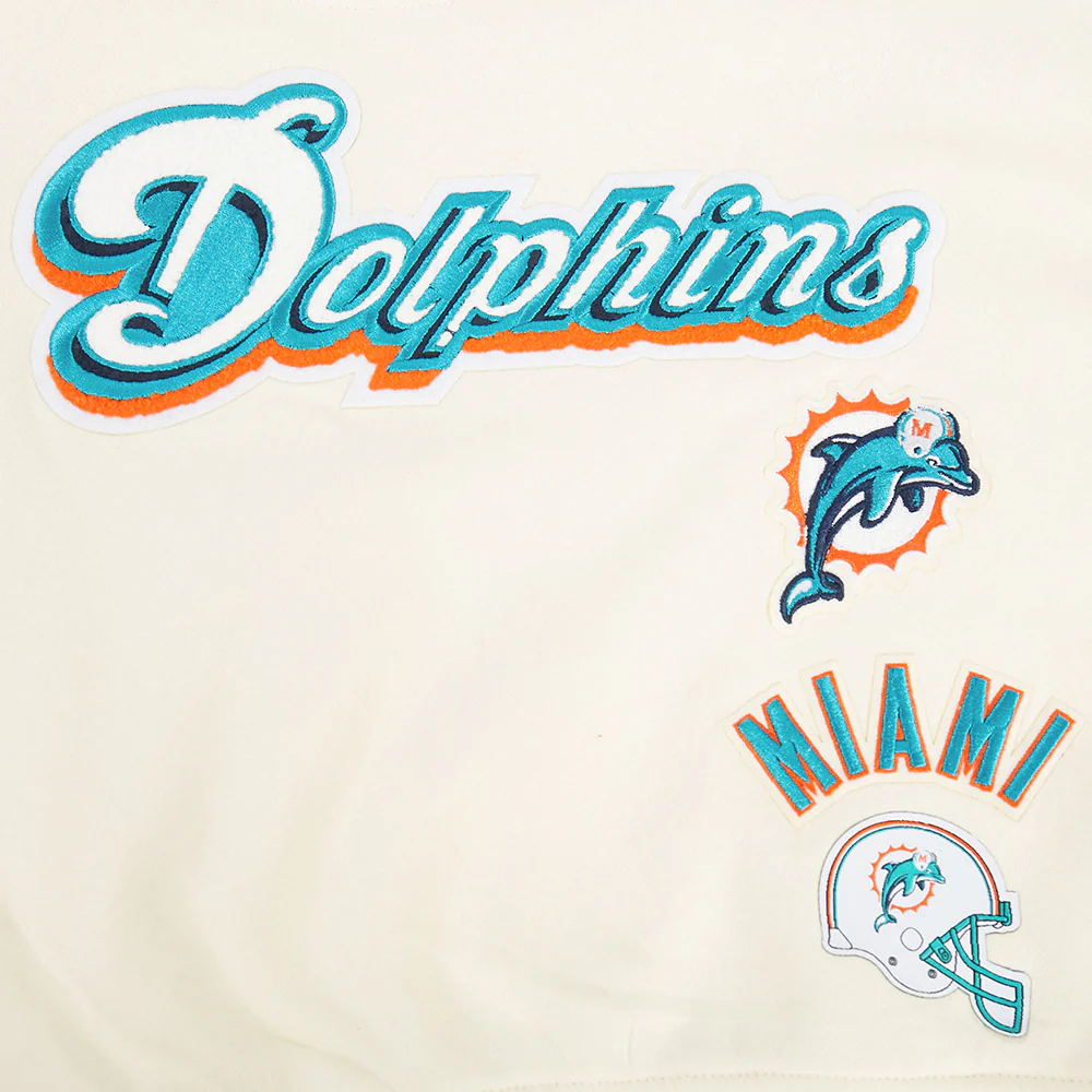 NFL MIAMI DOLPHINS RETRO CLASSICS BIG GIRL'S RIB FLEECE CREWNECK (EGGSHELL/ BLACK) - Image 7