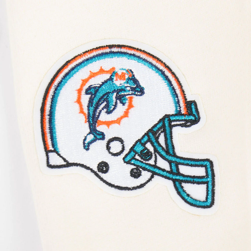 NFL MIAMI DOLPHINS RETRO CLASSICS BIG GIRL'S RIB FLEECE CREWNECK (EGGSHELL/ BLACK) - Image 8