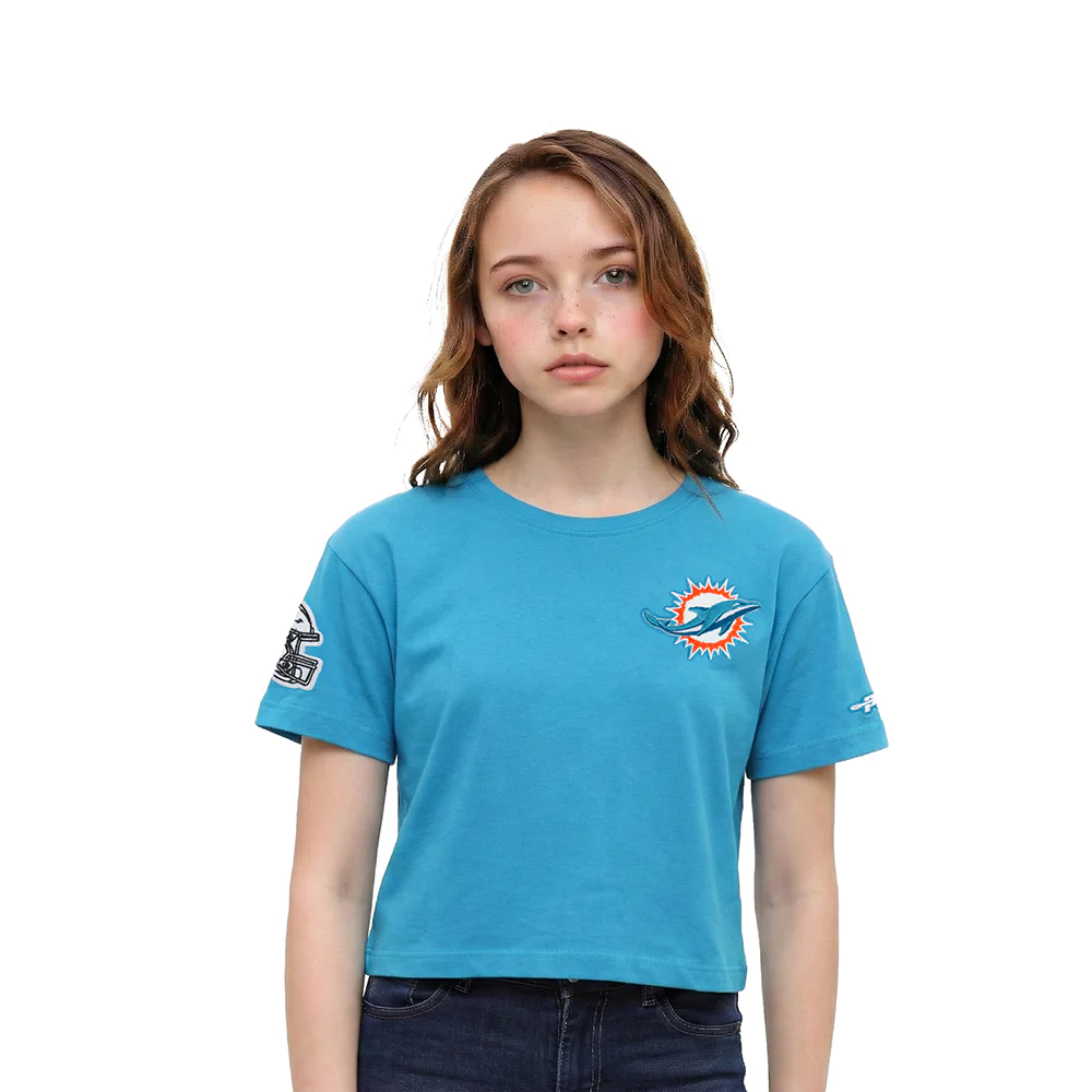 NFL MIAMI DOLPHINS CLASSIC LITTLE GIRL'S SS BOXY TEE (TEAL)