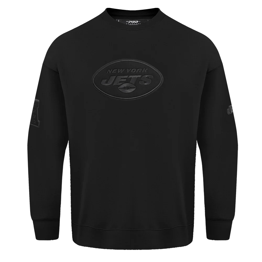 NFL NEW YORK JETS NEUTRAL DROP SHOULDER FLEECE CREWNECK (BLACK)