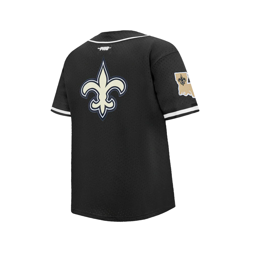 NFL NEW ORLEANS SAINTS CLASSIC BIG BOY'S MESH BUTTON DOWN SHIRT (BLACK) - Image 4