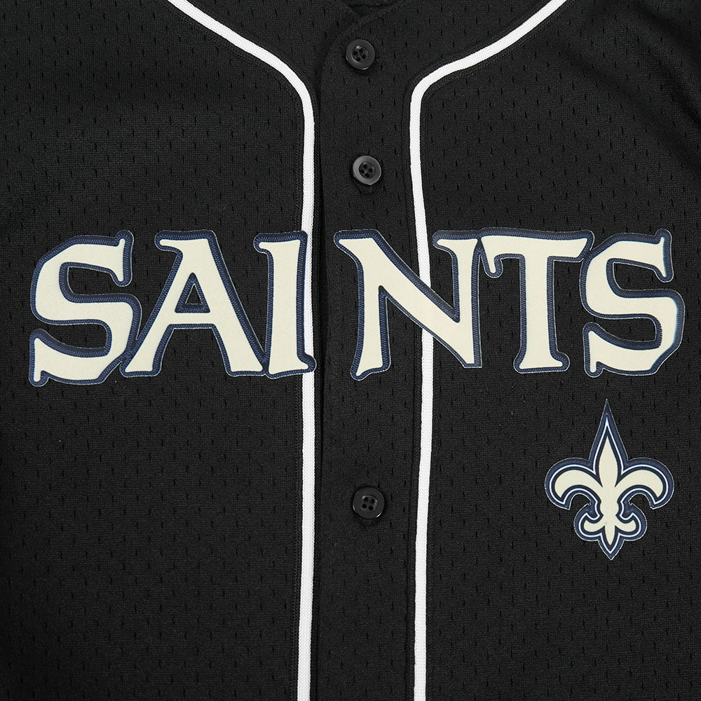 NFL NEW ORLEANS SAINTS CLASSIC BIG BOY'S MESH BUTTON DOWN SHIRT (BLACK) - Image 8