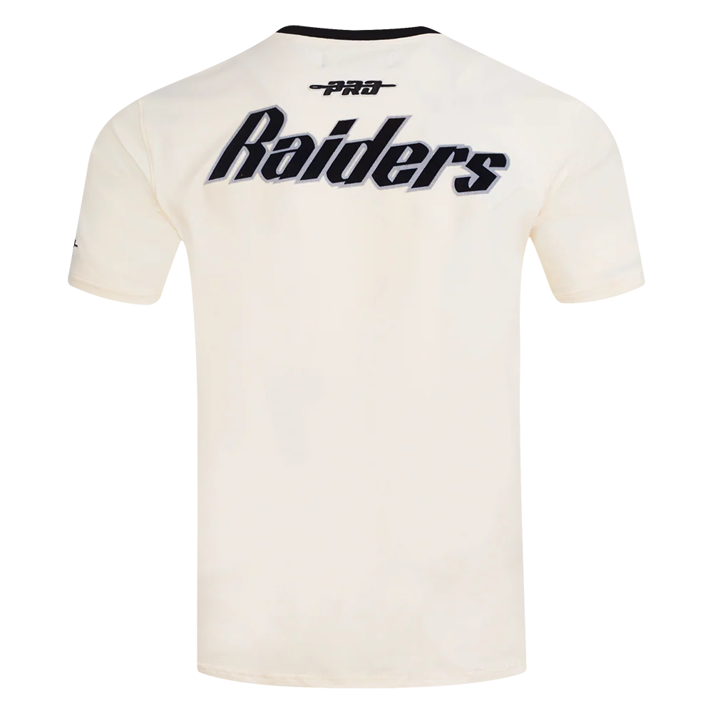 NFL LAS VEGAS RAIDERS RETRO CASCADE MEN'S RINGER TEE (EGGSHELL/ BLACK) - Image 3
