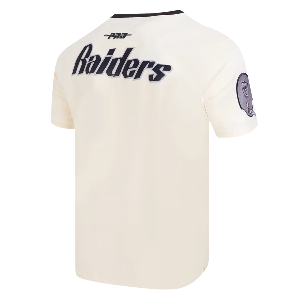 NFL LAS VEGAS RAIDERS RETRO CASCADE MEN'S RINGER TEE (EGGSHELL/ BLACK) - Image 4