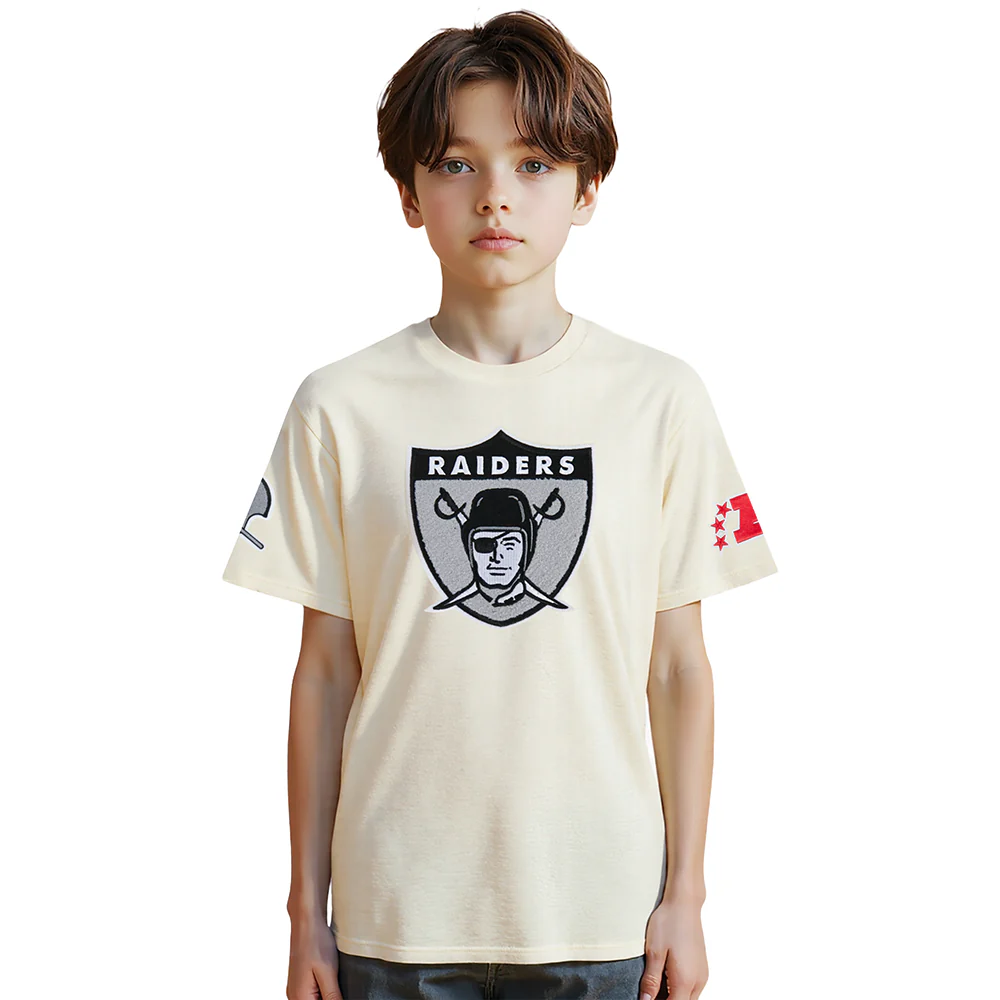 NFL LAS VEGAS RAIDERS RETRO CLASSICS BIG BOY'S SS TEE (EGGSHELL)