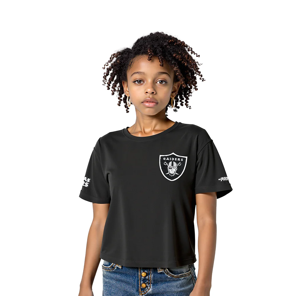 NFL LAS VEGAS RAIDERS CLASSIC LITTLE GIRL'S SS BOXY TEE (BLACK)