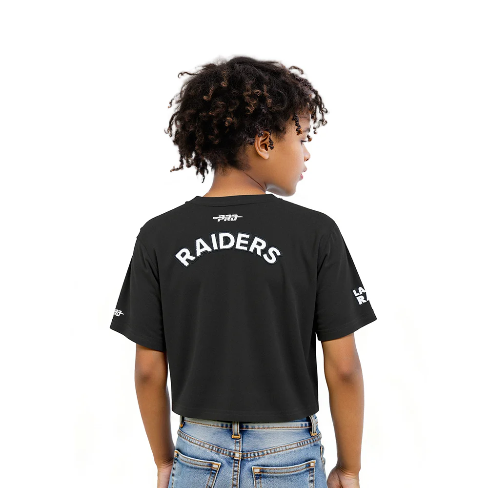 NFL LAS VEGAS RAIDERS CLASSIC LITTLE GIRL'S SS BOXY TEE (BLACK) - Image 2