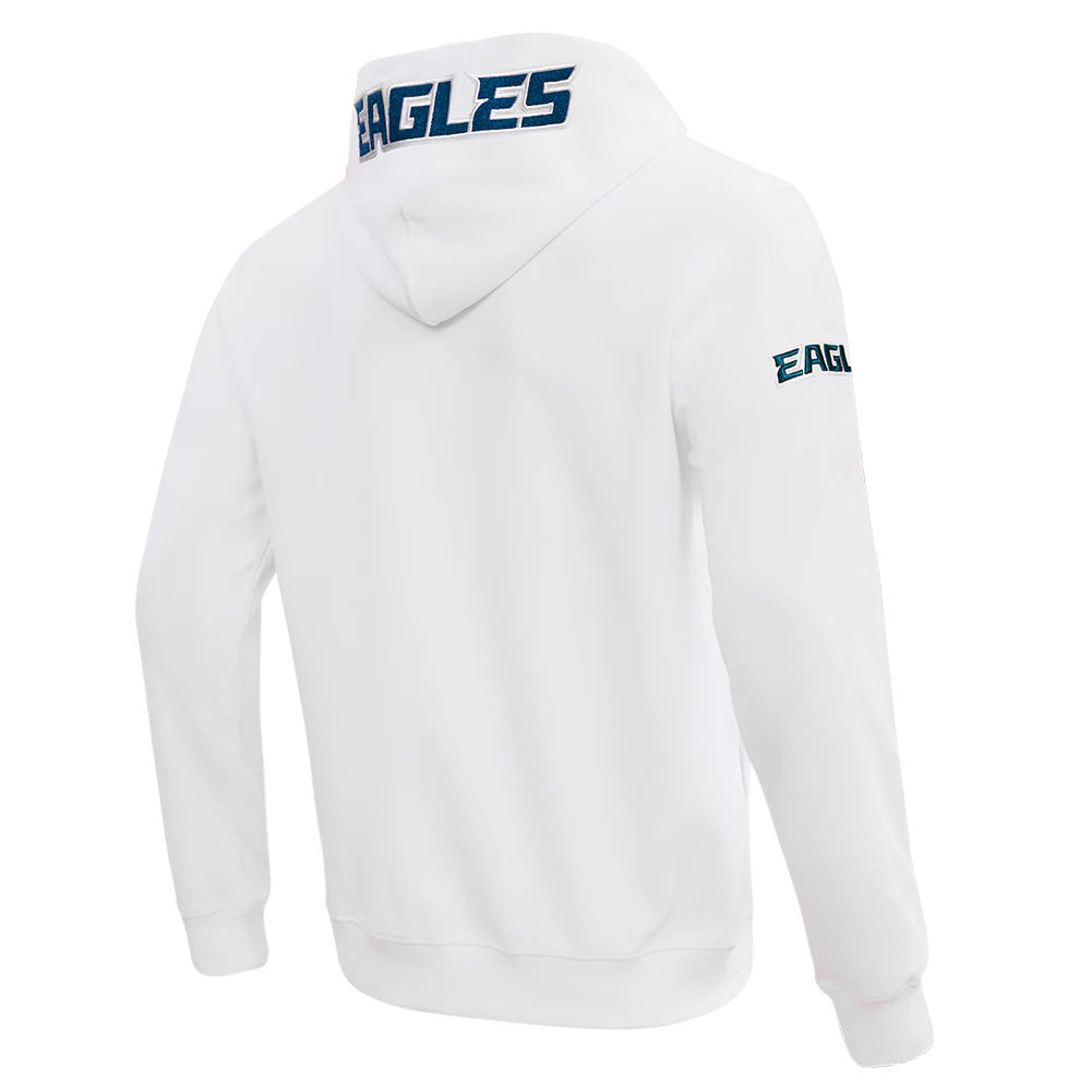 NFL PHILADELPHIA EAGLES CLASSIC CHENILLE MEN'S DOUBLE KNIT  FULL ZIP HOODIE (WHITE) - Image 3