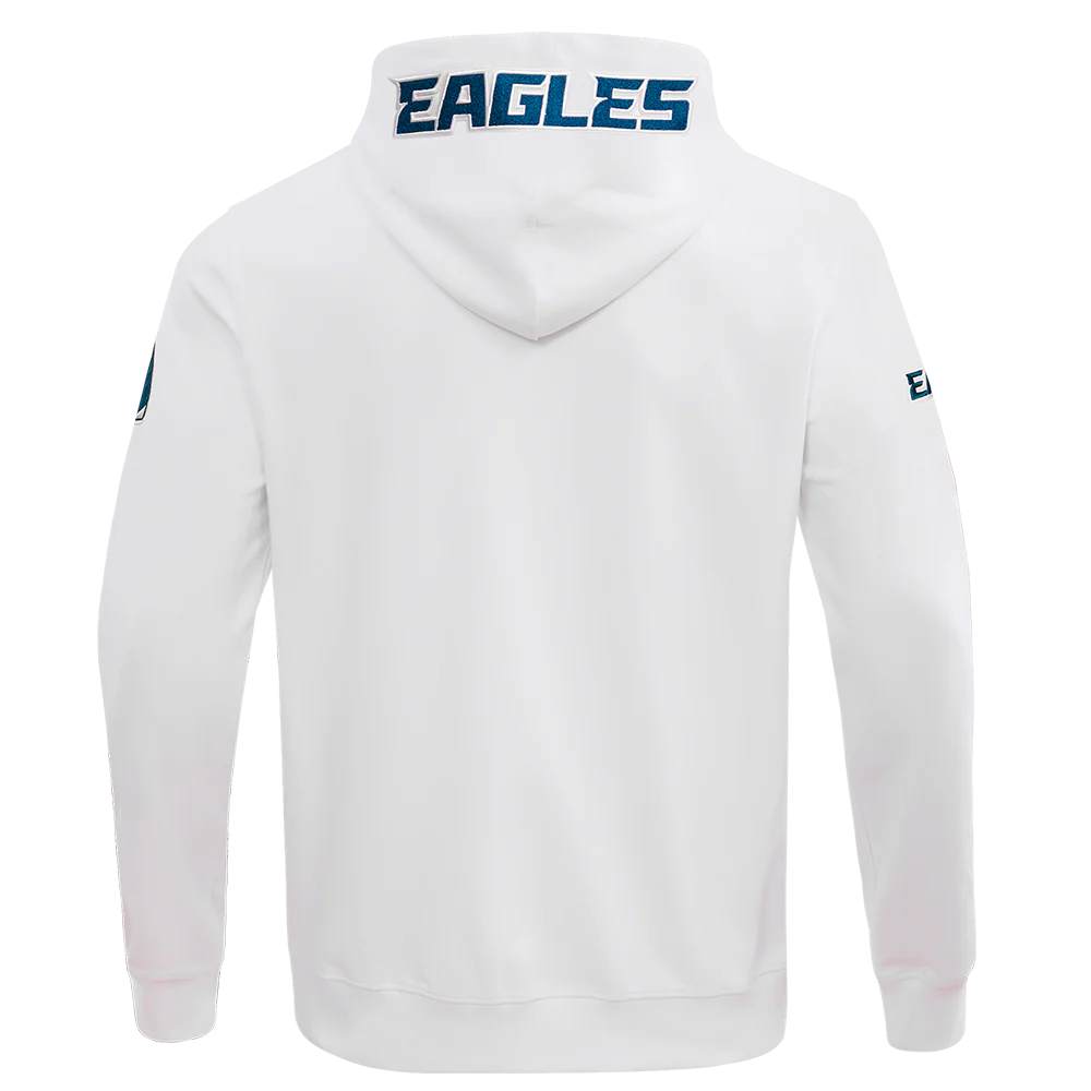 NFL PHILADELPHIA EAGLES CLASSIC CHENILLE MEN'S DOUBLE KNIT  FULL ZIP HOODIE (WHITE) - Image 4