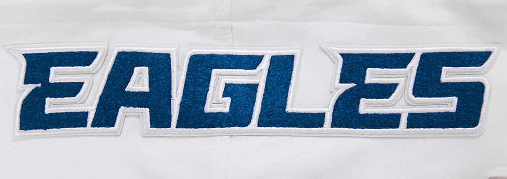 NFL PHILADELPHIA EAGLES CLASSIC CHENILLE MEN'S DOUBLE KNIT  FULL ZIP HOODIE (WHITE) - Image 5