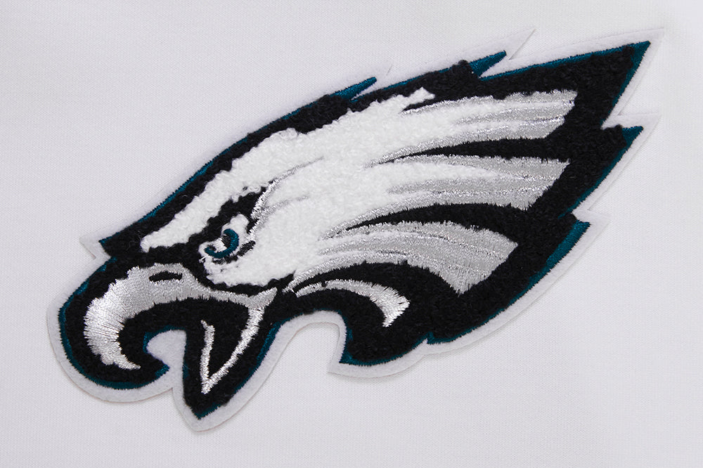 NFL PHILADELPHIA EAGLES CLASSIC CHENILLE MEN'S DOUBLE KNIT  FULL ZIP HOODIE (WHITE) - Image 6