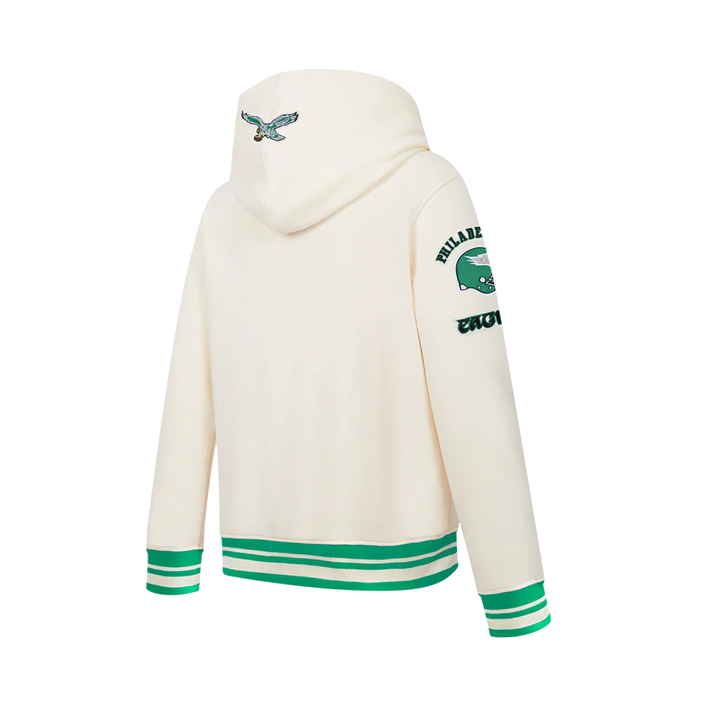 NFL PHILADELPHIA EAGLES RETRO CLASSICS BIG BOY'S RIB FLEECE PO HOODIE (EGGSHELL/ KELLY GREEN) - Image 4