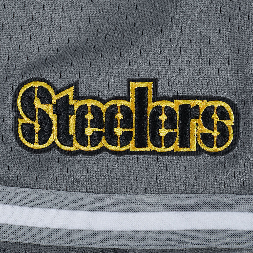 NFL PITTSBURGH STEELERS SCRIPT TAIL MEN'S MESH BUTTON DOWN SHIRT (GRAY) - Image 5