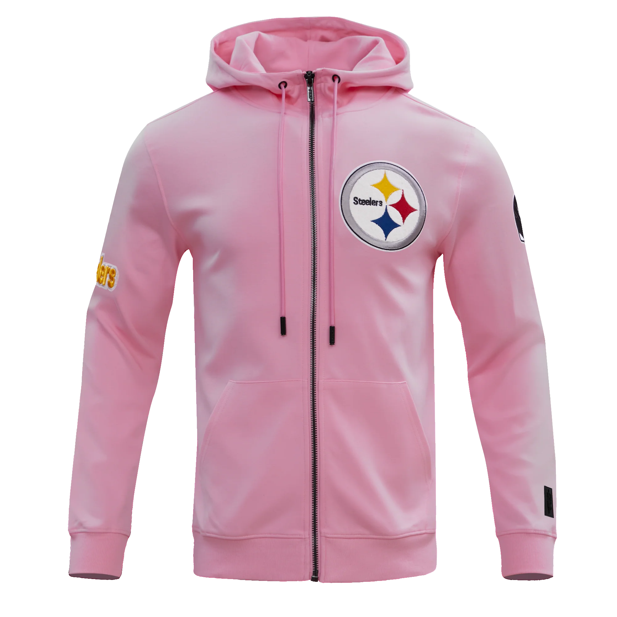 NFL PITTSBURGH STEELERS CLASSIC CHENILLE MEN'S FZ HOODIE (PINK)