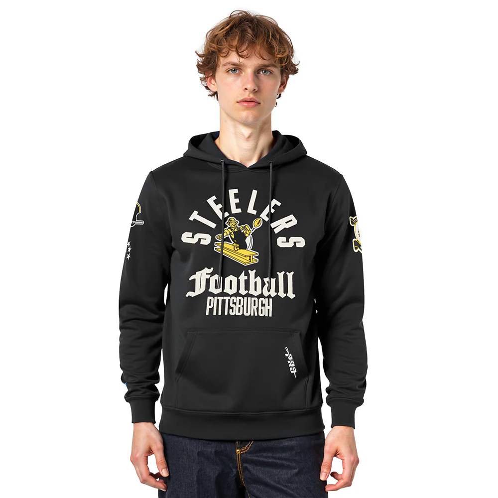 NFL PITTSBURGH STEELERS MODERN ORIGINALS MEN'S FLC PO HOODIE (BLACK)