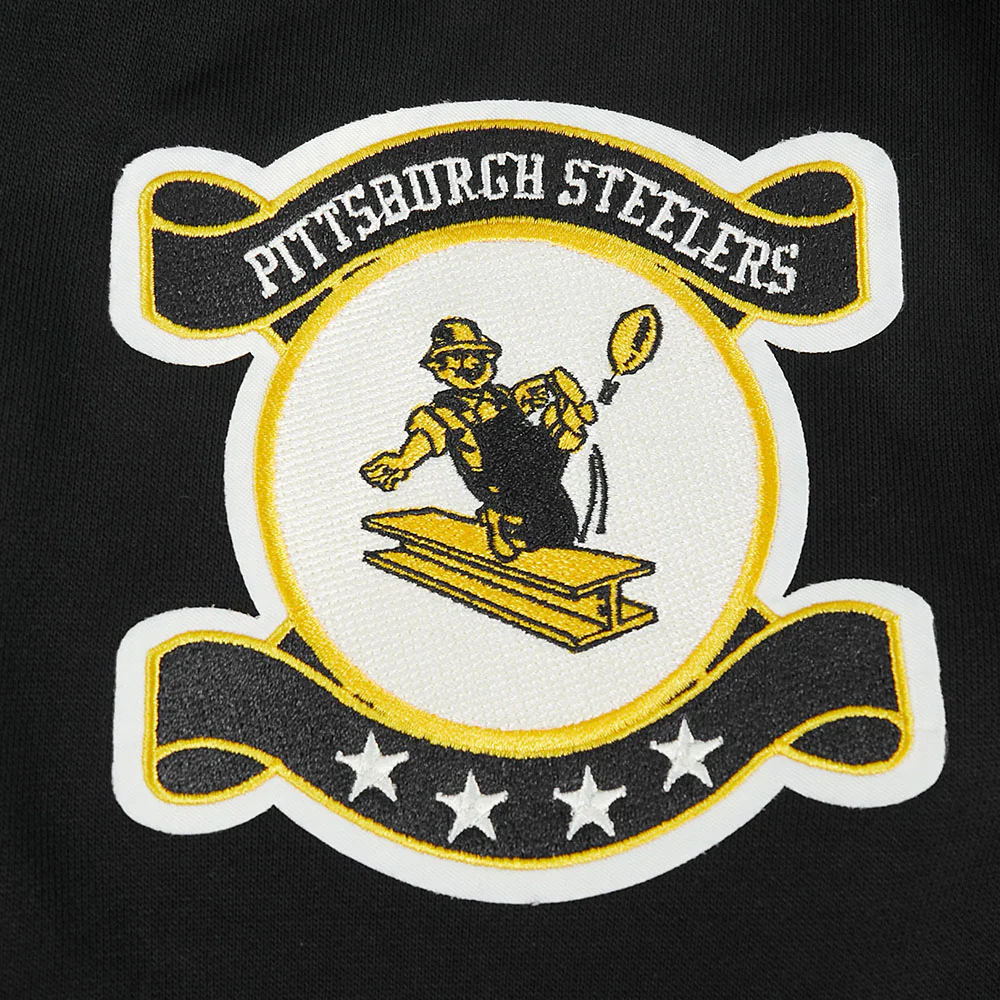 NFL PITTSBURGH STEELERS MODERN ORIGINALS MEN'S FLC PO HOODIE (BLACK) - Image 6