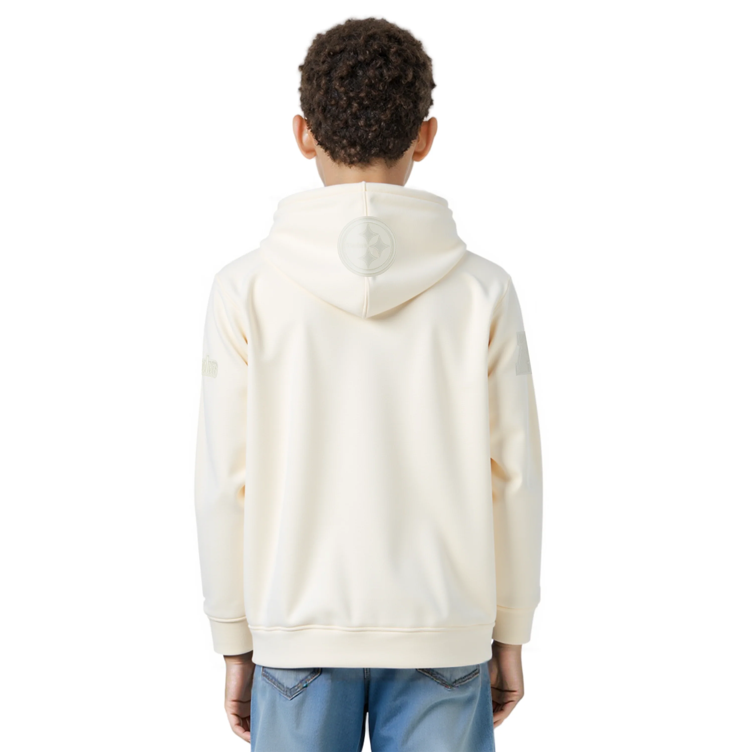 NFL PITTSBURGH STEELERS NEUTRAL BIG BOYS FLEECE PULLOVER HOODIE (EGGSHELL) - Image 2