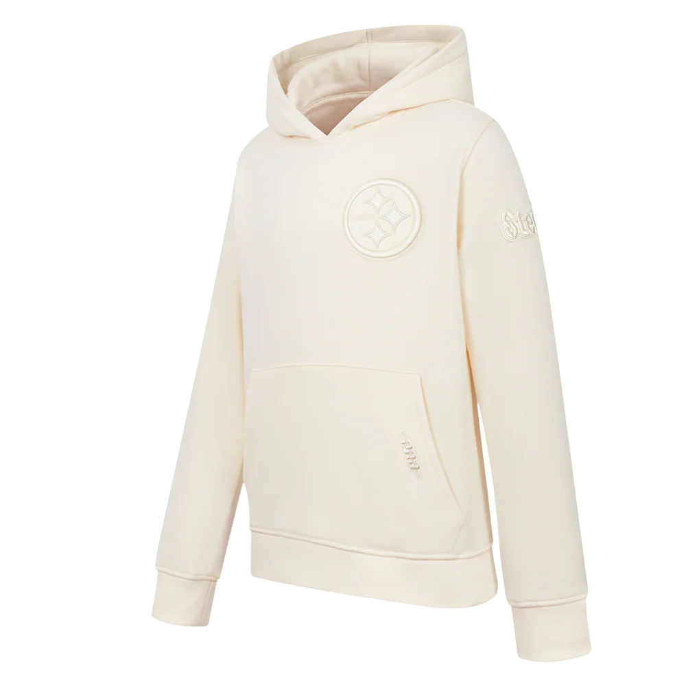 NFL PITTSBURGH STEELERS NEUTRAL BIG BOYS FLEECE PULLOVER HOODIE (EGGSHELL) - Image 4