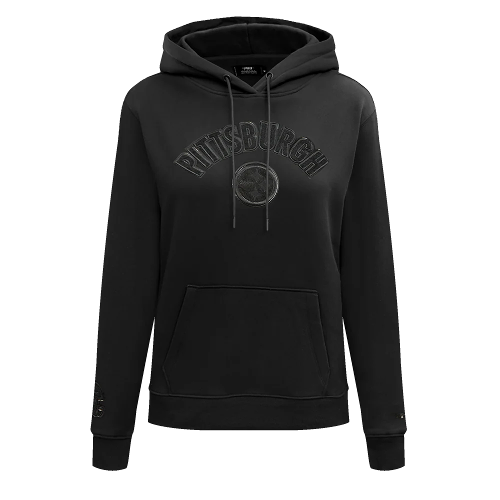 NFL PITTSBURGH STEELERS TRIPLE BLACK WOMEN'S FLEECE PULLOVER HOODIE (TRIPLE BLACK)