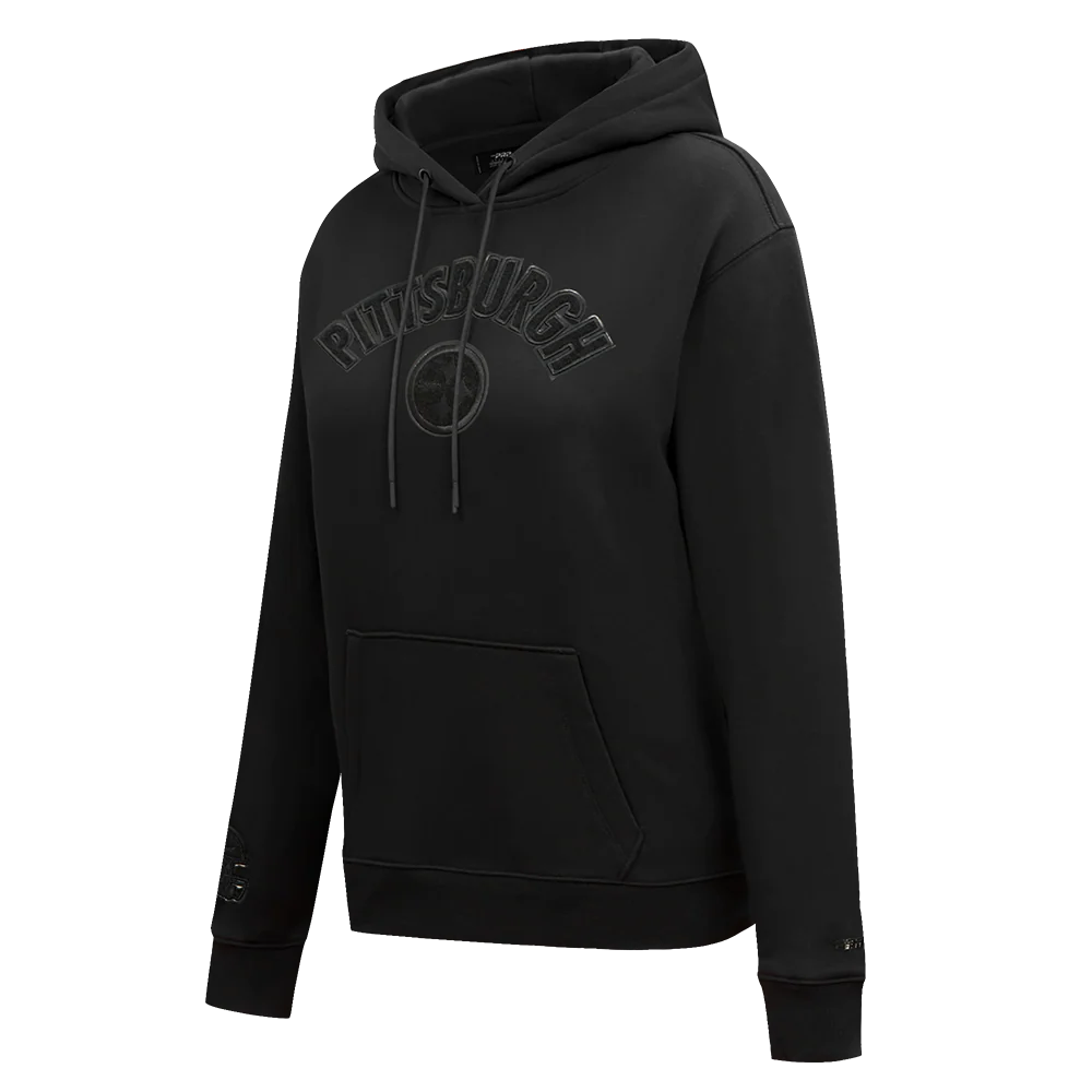 NFL PITTSBURGH STEELERS TRIPLE BLACK WOMEN'S FLEECE PULLOVER HOODIE (TRIPLE BLACK) - Image 2