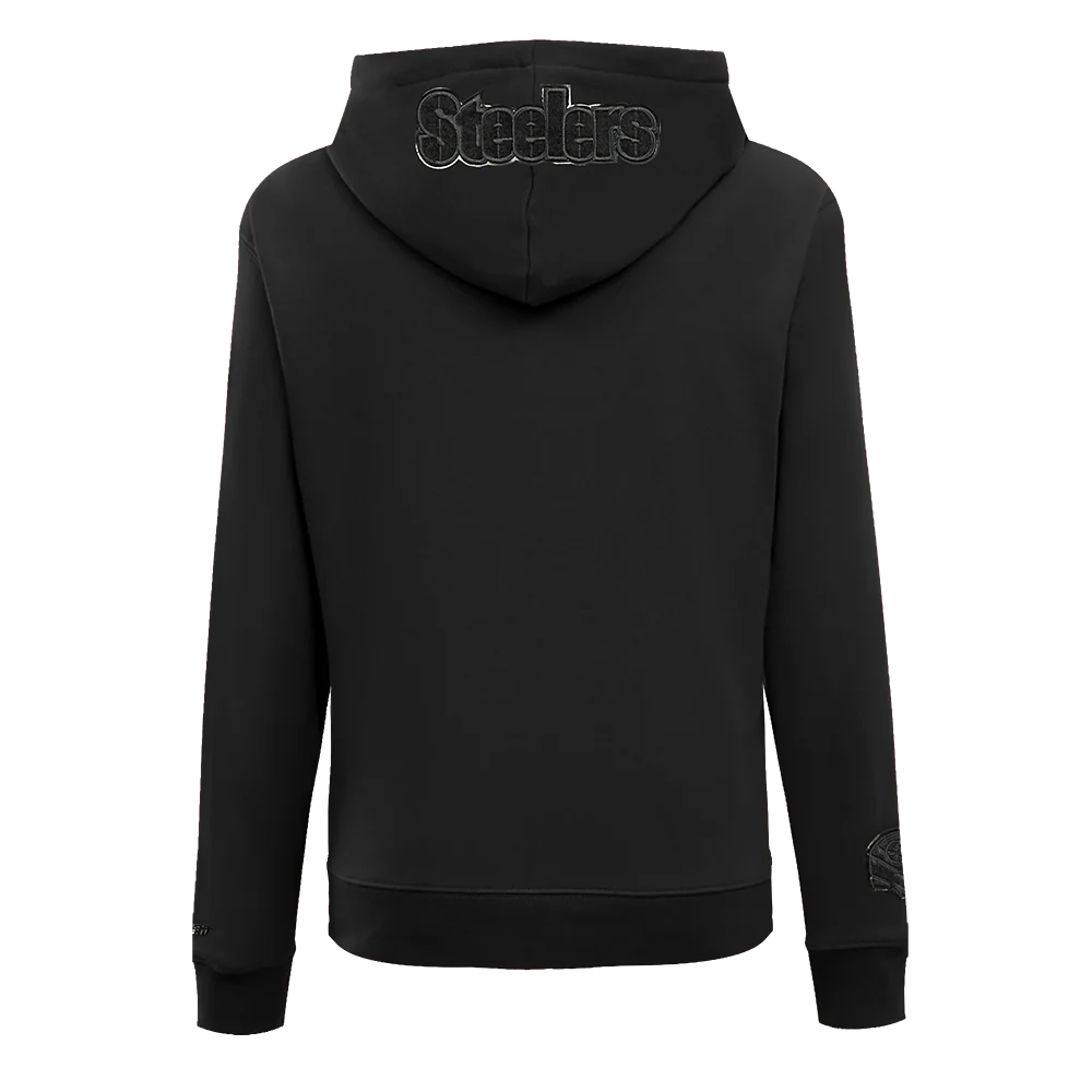 NFL PITTSBURGH STEELERS TRIPLE BLACK WOMEN'S FLEECE PULLOVER HOODIE (TRIPLE BLACK) - Image 3