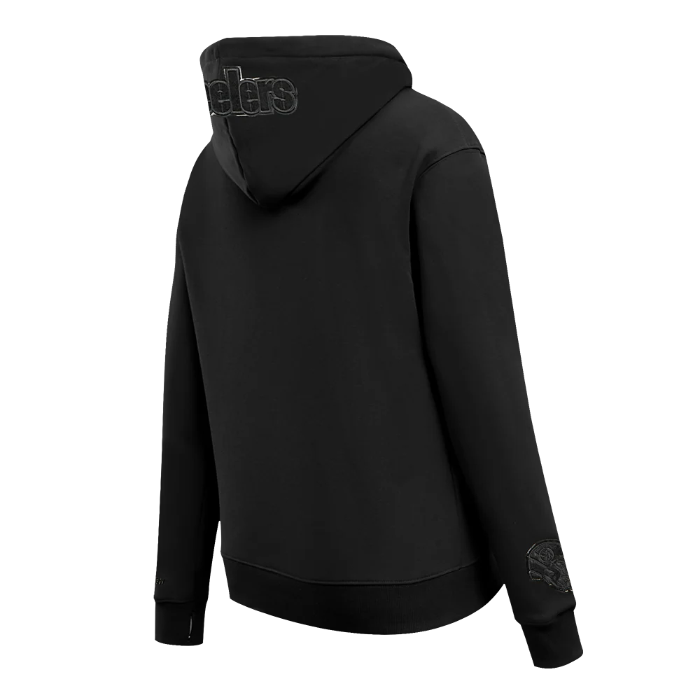 NFL PITTSBURGH STEELERS TRIPLE BLACK WOMEN'S FLEECE PULLOVER HOODIE (TRIPLE BLACK) - Image 4