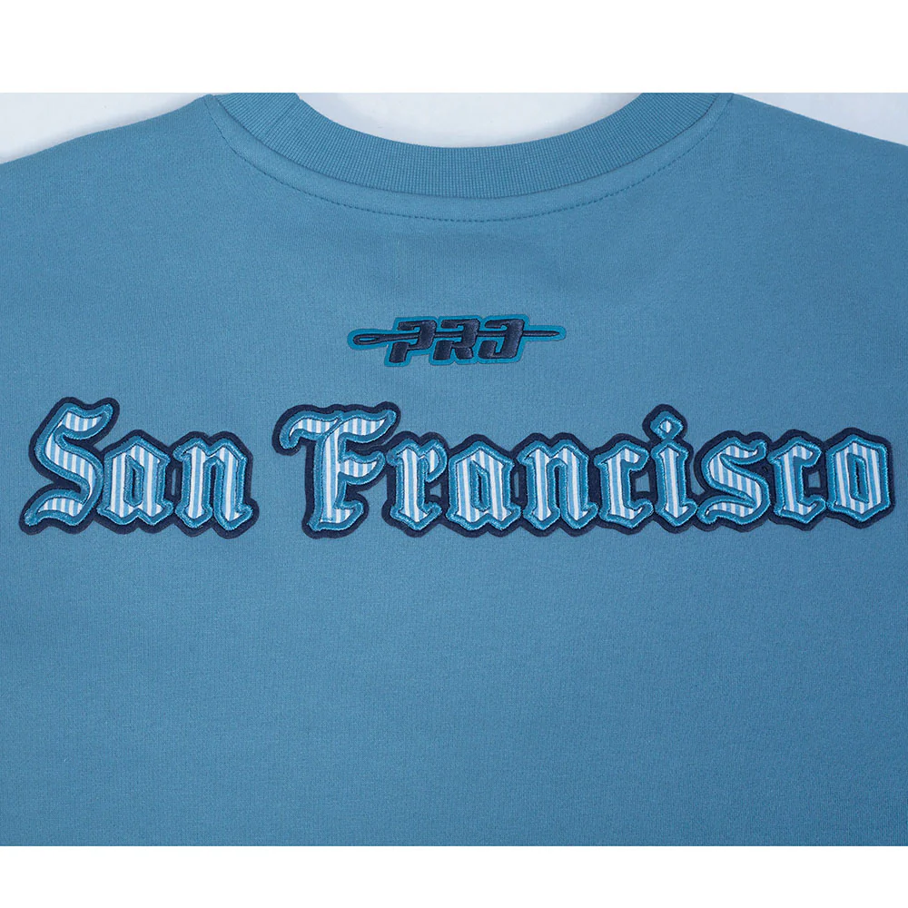 NFL SAN FRANCISCO 49ERS COUNTRY CLUB MEN'S DROP SHOULDER FLEECE CREWNECK (STEEL BLUE) - Image 7