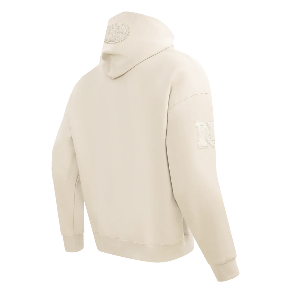 NFL SAN FRANCISCO 49ERS NEUTRAL DROP SHOULDER FLEECE PULLOVER HOODIE (EGGSHELL) - Image 3