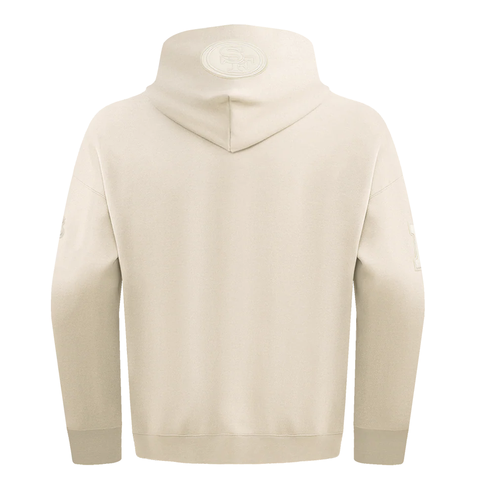 NFL SAN FRANCISCO 49ERS NEUTRAL DROP SHOULDER FLEECE PULLOVER HOODIE (EGGSHELL) - Image 4
