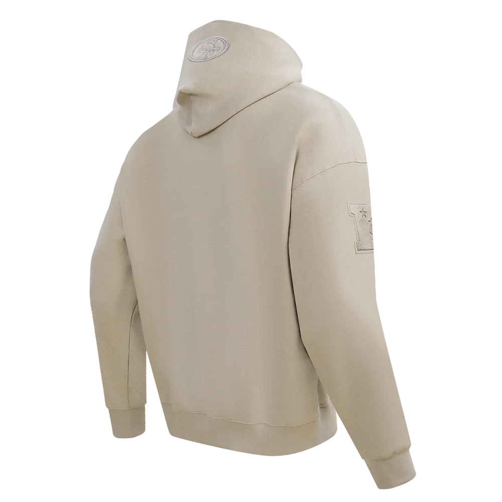 NFL SAN FRANCISCO 49ERS NEUTRAL DROP SHOULDER FLEECE PULLOVER HOODIE (TAUPE) - Image 4