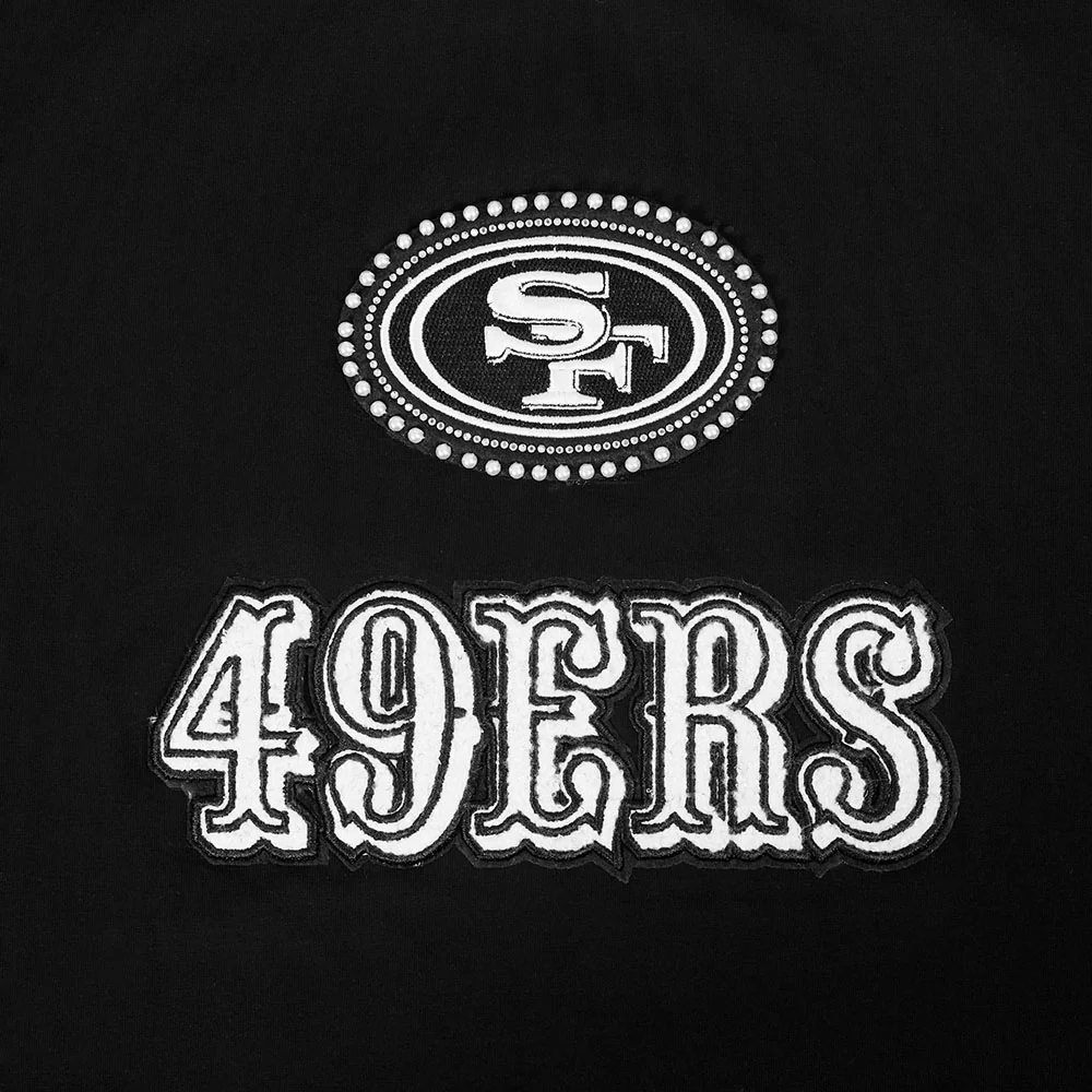 NFL SAN FRANCISCO 49ERS PEARLS WOMEN'S SINGLE JERSEY BOXY TEE (BLACK) - Image 5