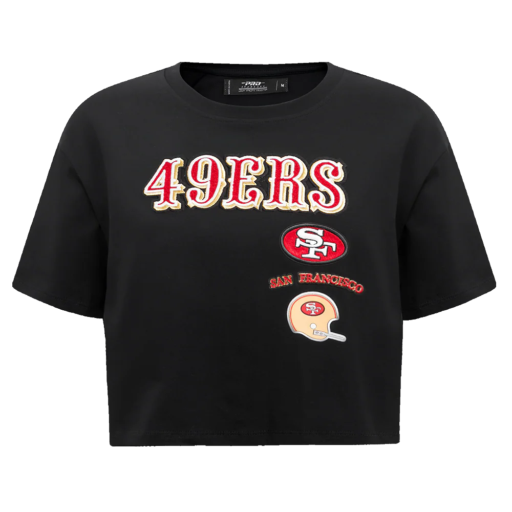 NFL SAN FRANCISCO 49ERS RETRO CLASSIC WOMEN'S BOXY TEE (BLACK)