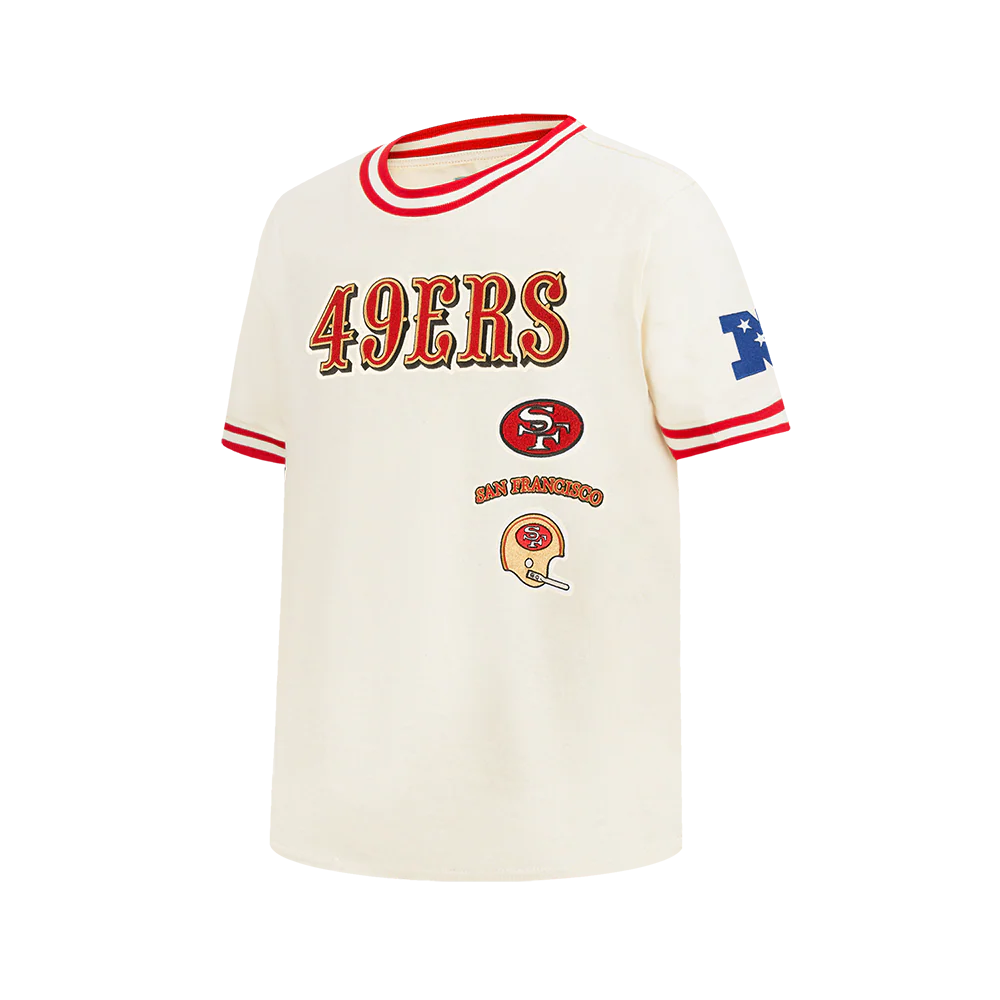 NFL SAN FRANCISCO 49ERS RETRO CLASSIC BIG BOY'S SS STRIPED RIB TEE (EGGSHELL/ RED) - Image 3
