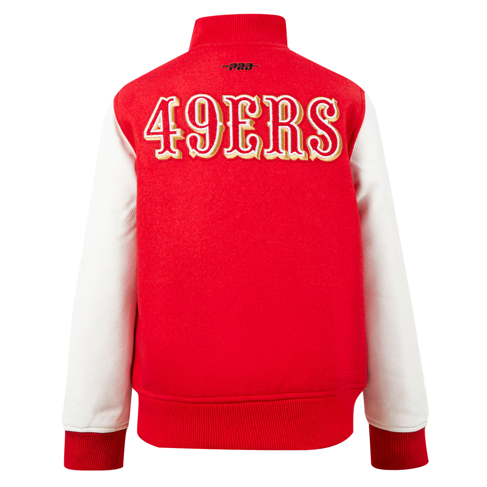 NFL SAN FRANCISCO 49ERS CLASSIC BIG BOYS WOOL VARSITY JACKET (RED/WHITE) - Image 5