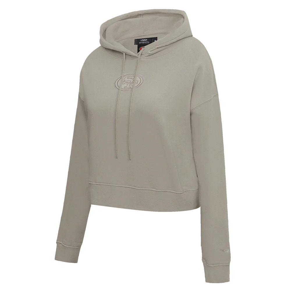 NFL SAN FRANCISCO 49ERS NEUTRAL WOMEN'S CROPPED PULLOVER HOODIE (TAUPE) - Image 2