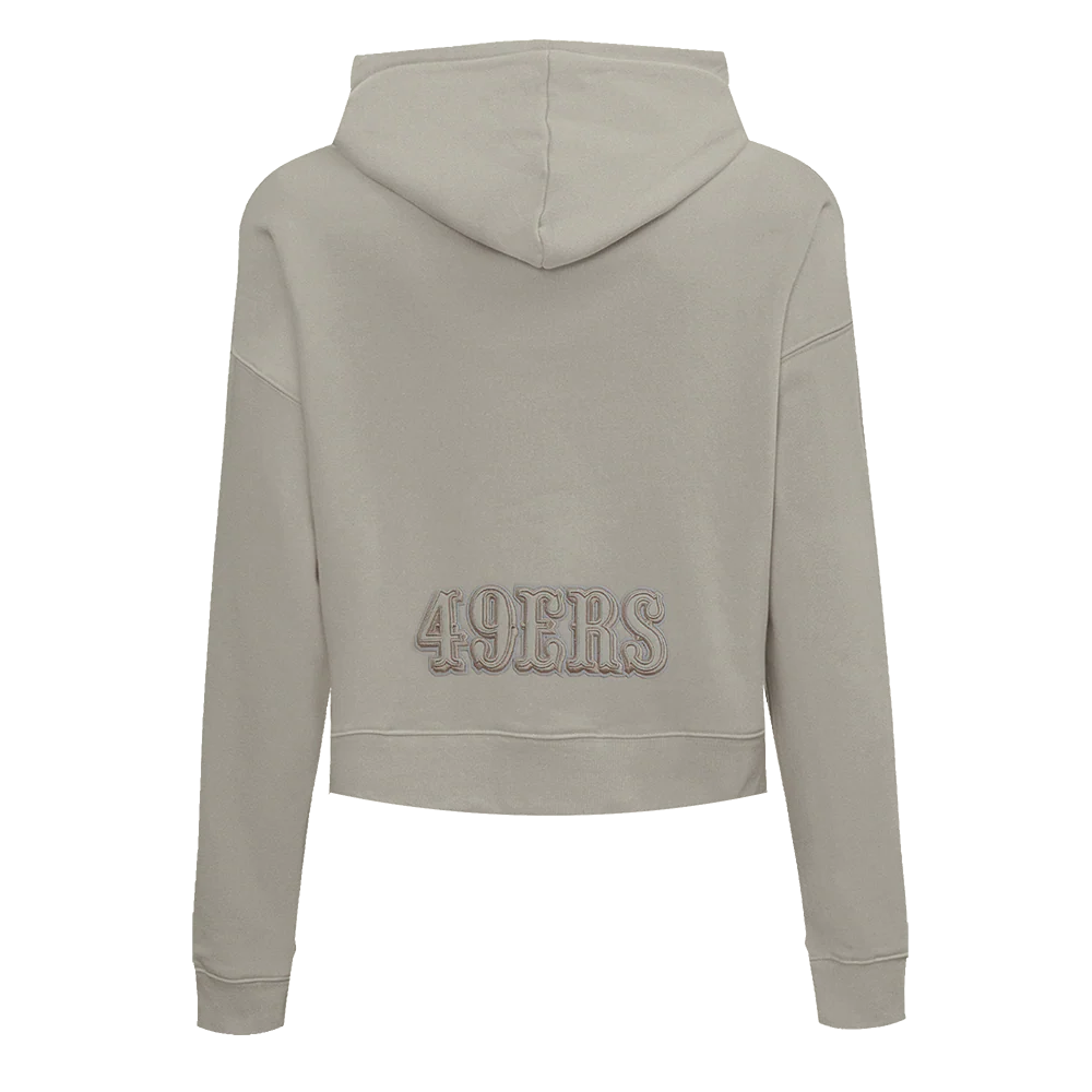 NFL SAN FRANCISCO 49ERS NEUTRAL WOMEN'S CROPPED PULLOVER HOODIE (TAUPE) - Image 3
