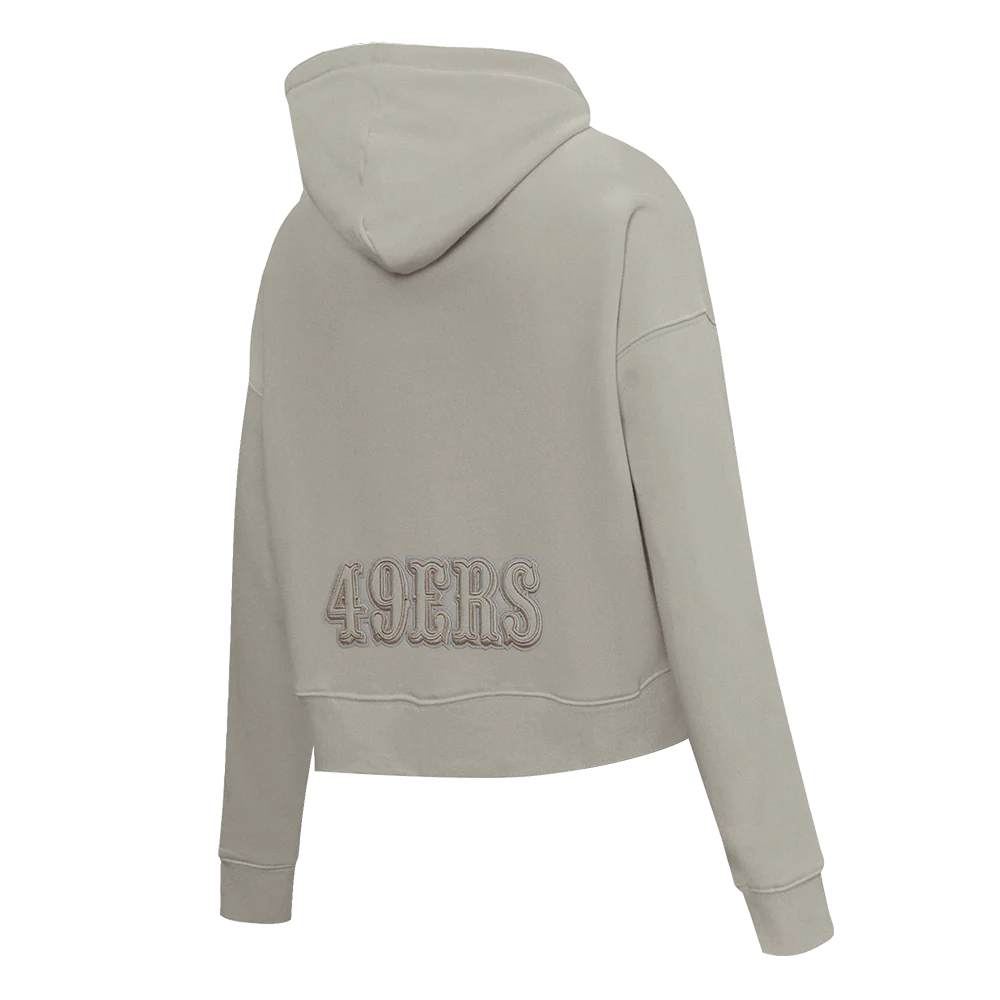 NFL SAN FRANCISCO 49ERS NEUTRAL WOMEN'S CROPPED PULLOVER HOODIE (TAUPE) - Image 4